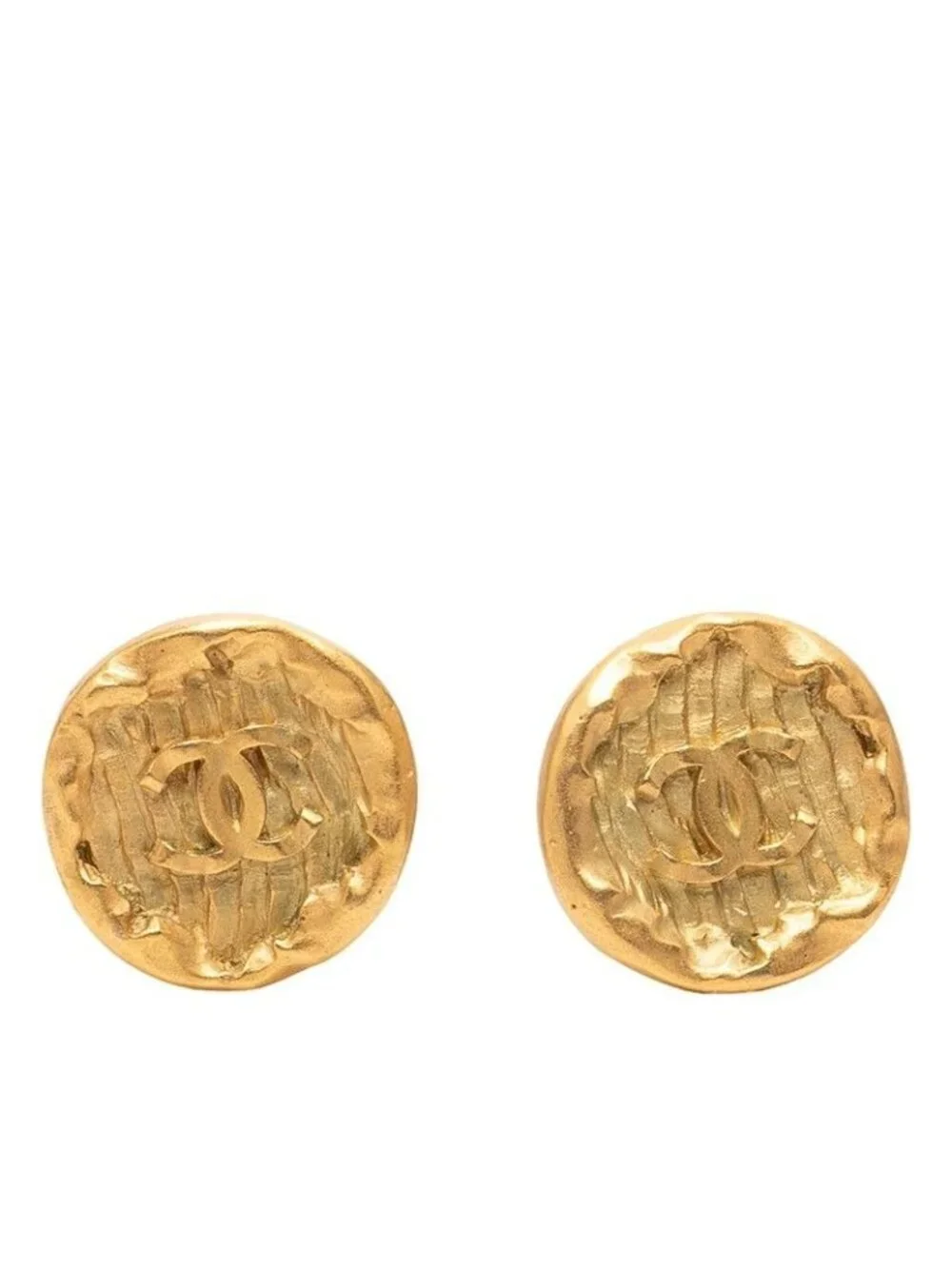 Chanel CC Logo Vintage Gold Plated Earrings